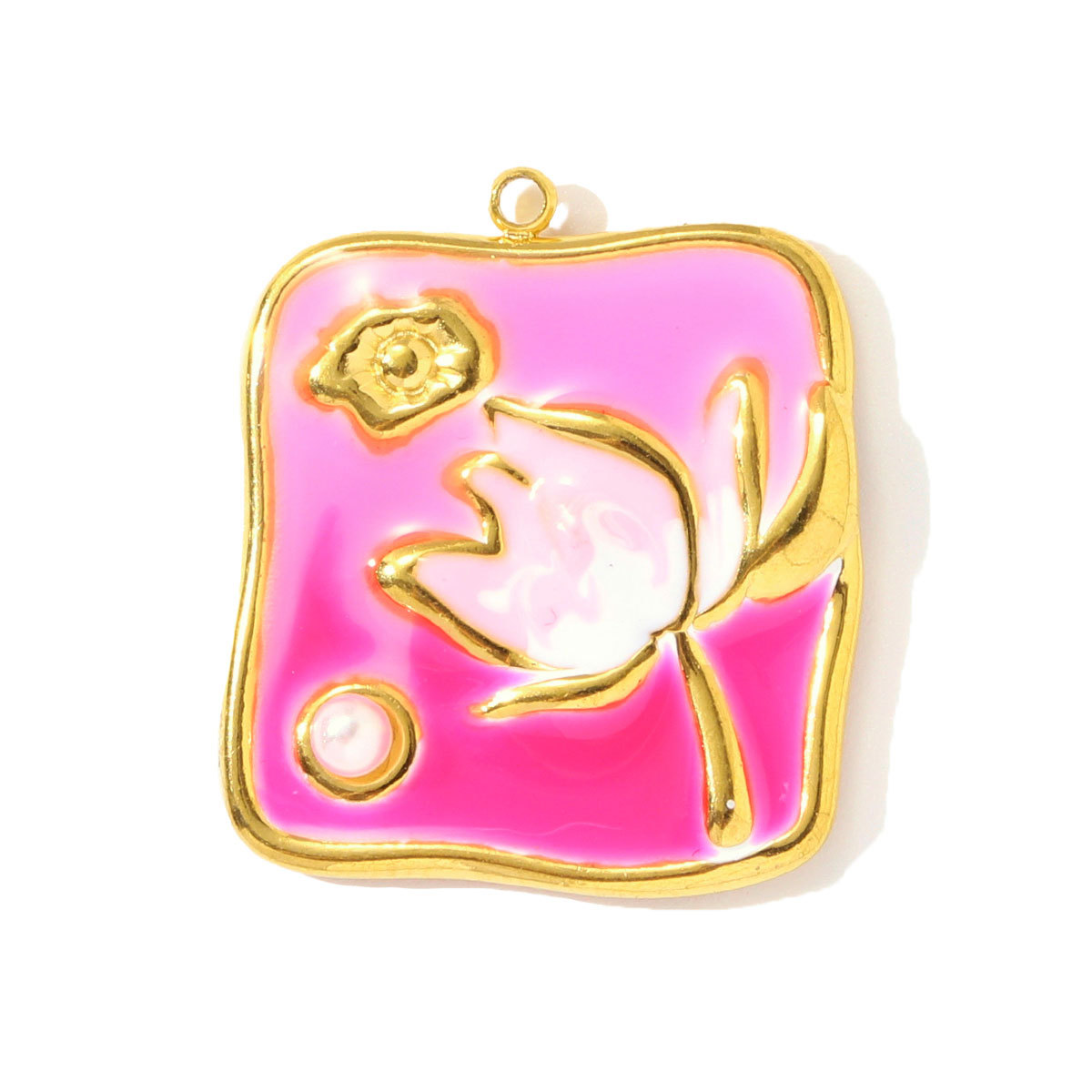 6pcs/pack Stainless Steel Enamel Monet Garden Necklace Pendants Lotus Daisy DIY Earring Charms Flower Making Women Jewelry