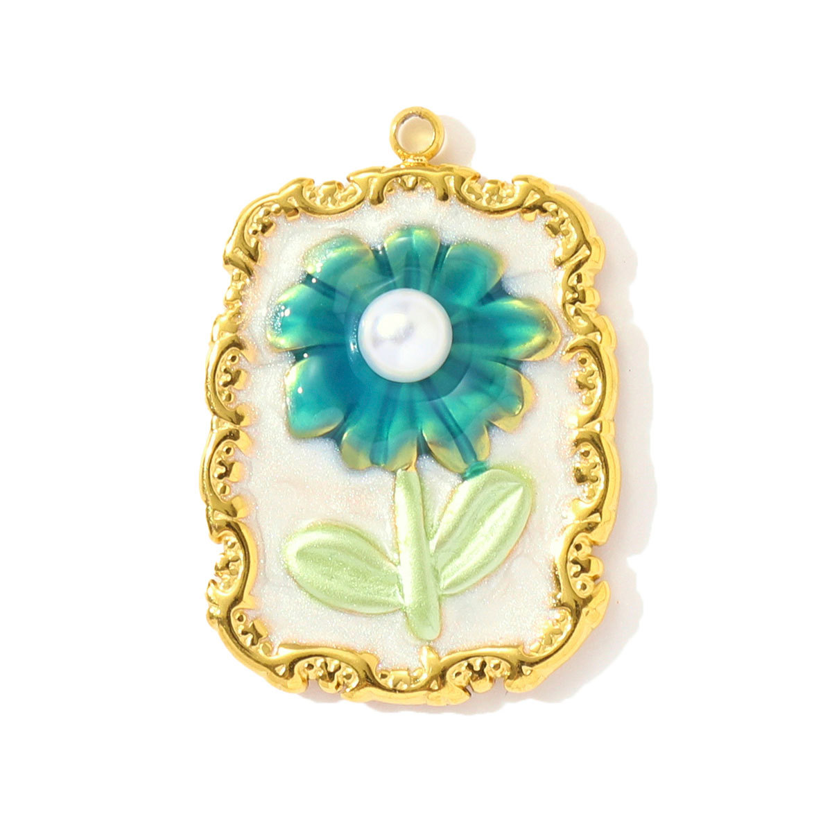 6pcs/pack Stainless Steel Enamel Monet Garden Necklace Pendants Lotus Daisy DIY Earring Charms Flower Making Women Jewelry