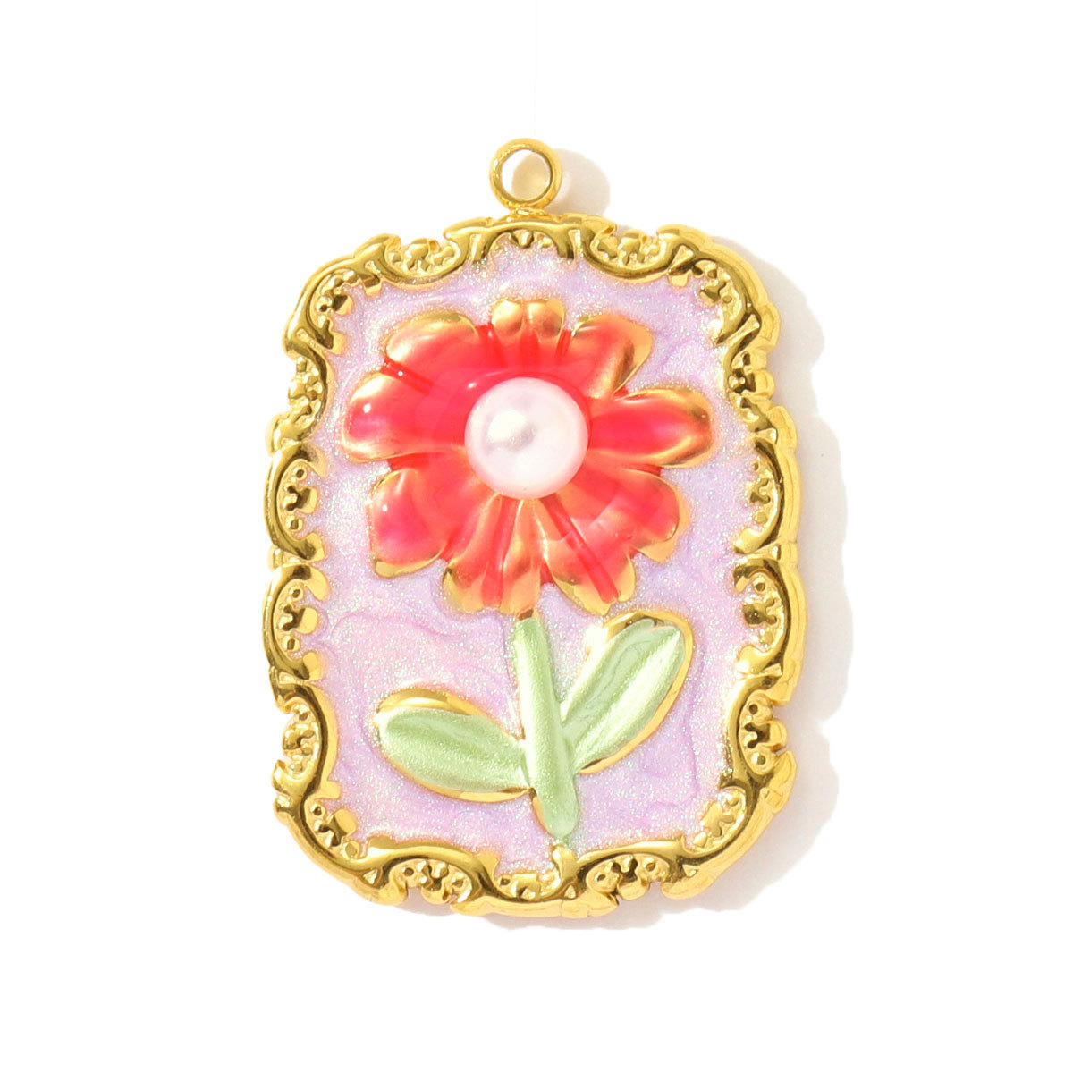 6pcs/pack Stainless Steel Enamel Monet Garden Necklace Pendants Lotus Daisy DIY Earring Charms Flower Making Women Jewelry