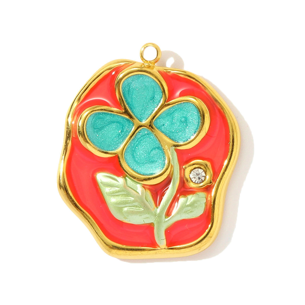 6pcs/pack Stainless Steel Enamel Monet Garden Necklace Pendants Lotus Daisy DIY Earring Charms Flower Making Women Jewelry