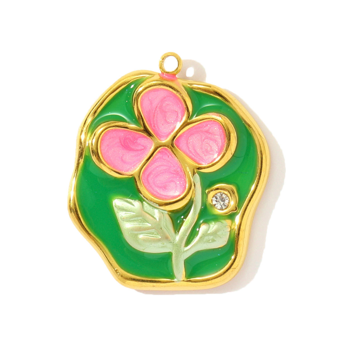 6pcs/pack Stainless Steel Enamel Monet Garden Necklace Pendants Lotus Daisy DIY Earring Charms Flower Making Women Jewelry
