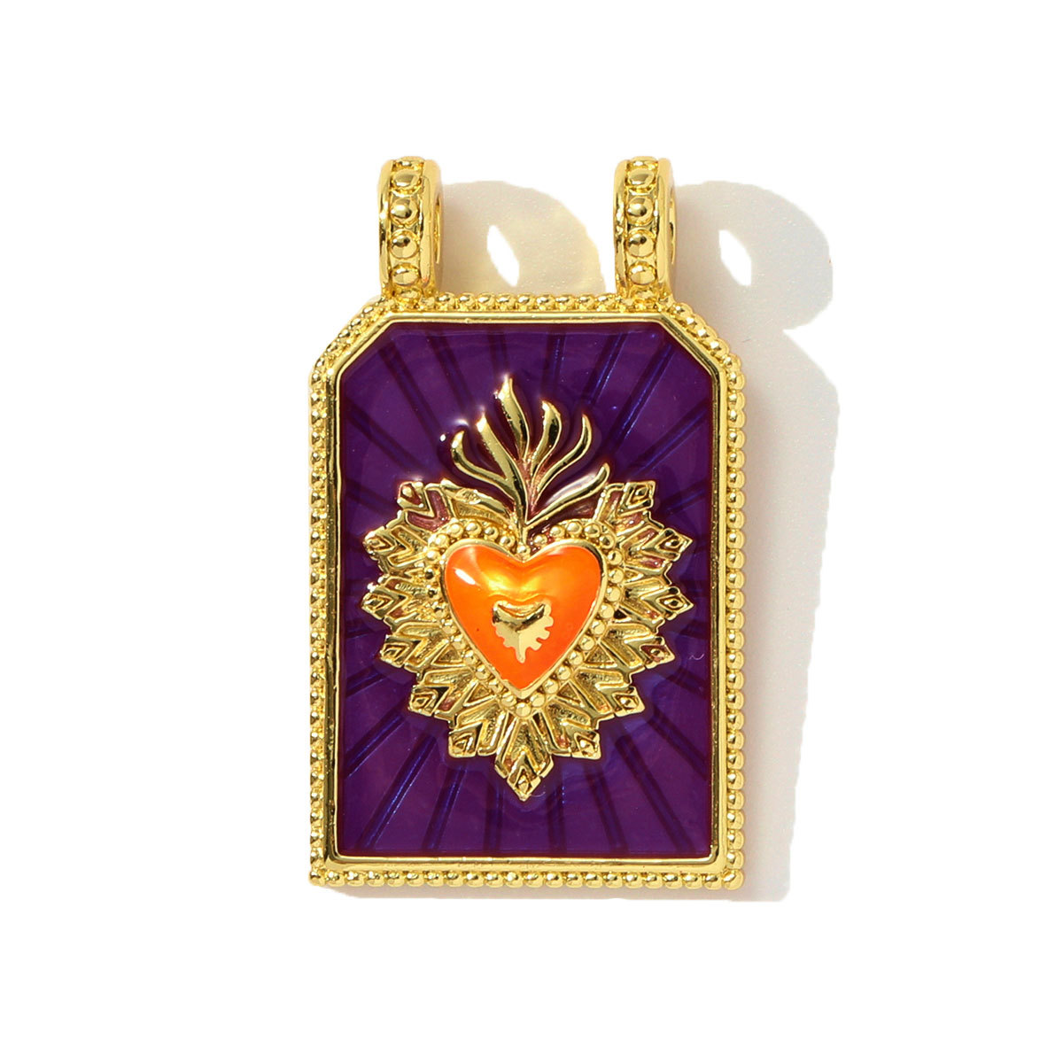 6pcs/pack Copper Zircon Tarot Cards DIY Charms Enamel Heart Evil Eye Hand Pendants Women Necklace Making Jewelry Accessories