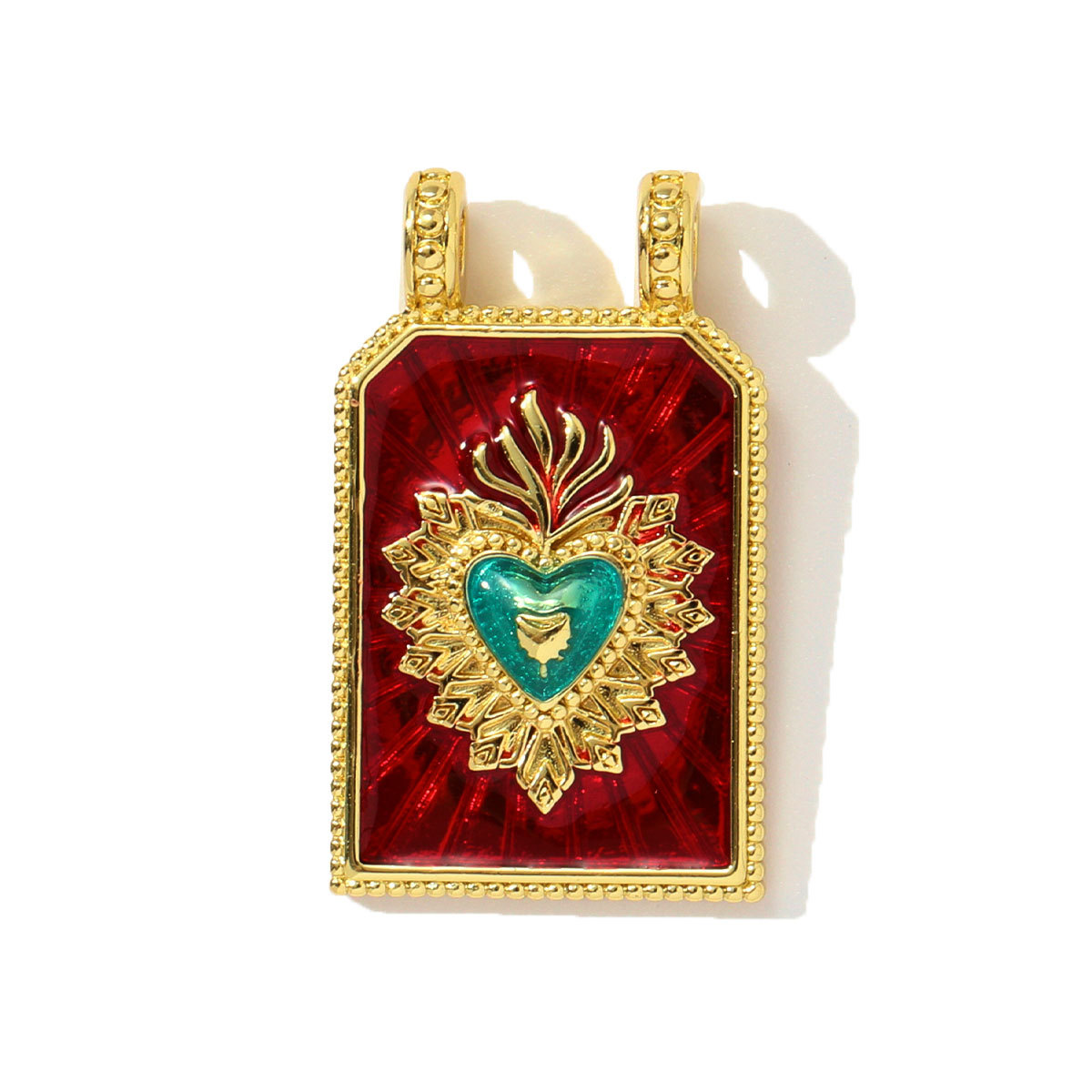 6pcs/pack Copper Zircon Tarot Cards DIY Charms Enamel Heart Evil Eye Hand Pendants Women Necklace Making Jewelry Accessories