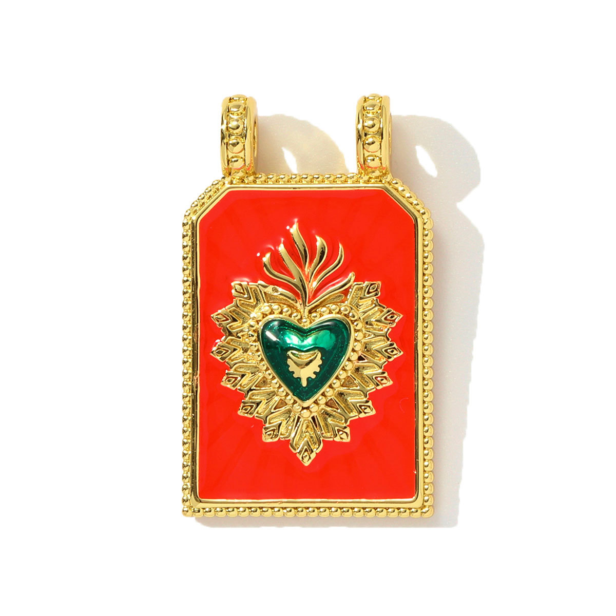 6pcs/pack Copper Zircon Tarot Cards DIY Charms Enamel Heart Evil Eye Hand Pendants Women Necklace Making Jewelry Accessories