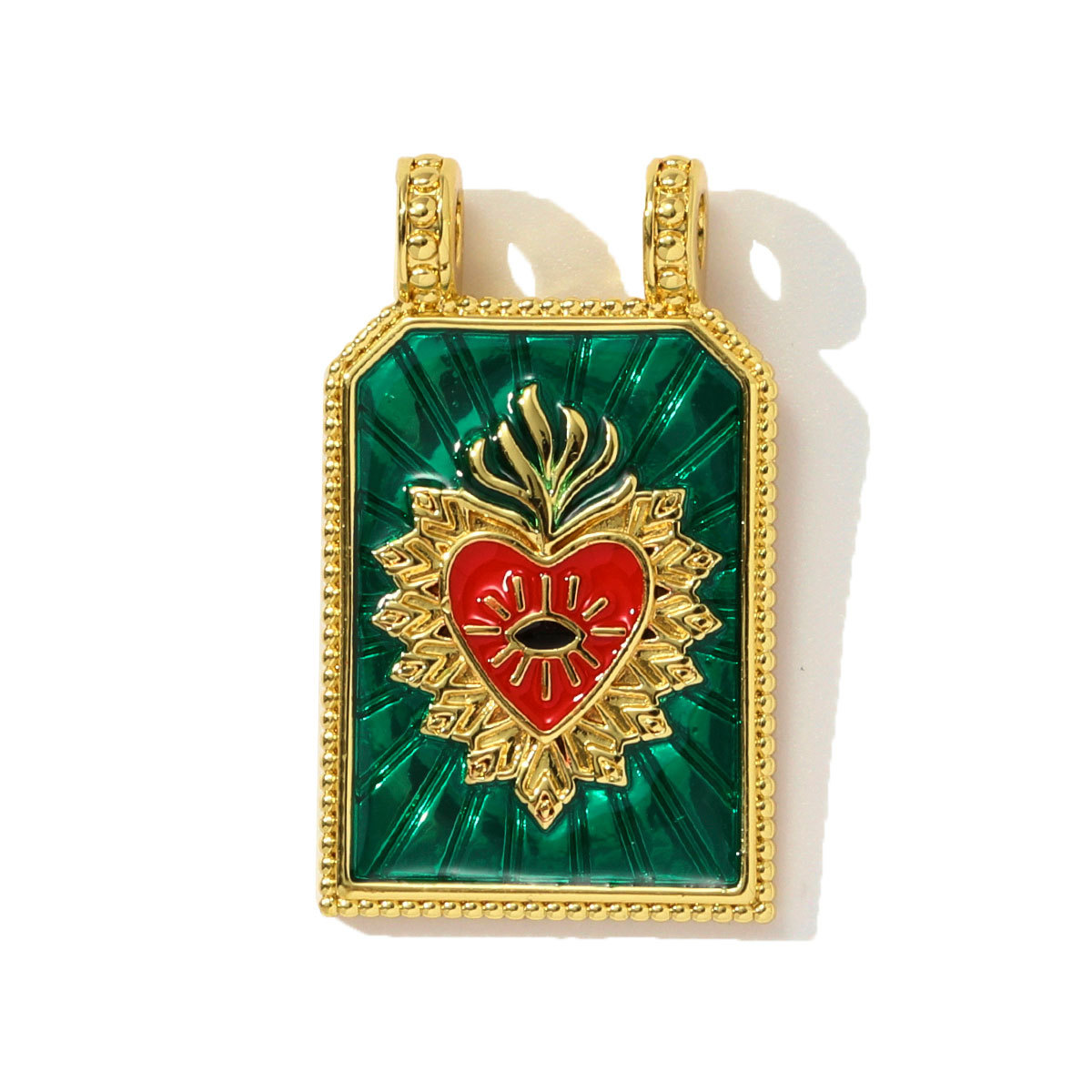 6pcs/pack Copper Zircon Tarot Cards DIY Charms Enamel Heart Evil Eye Hand Pendants Women Necklace Making Jewelry Accessories