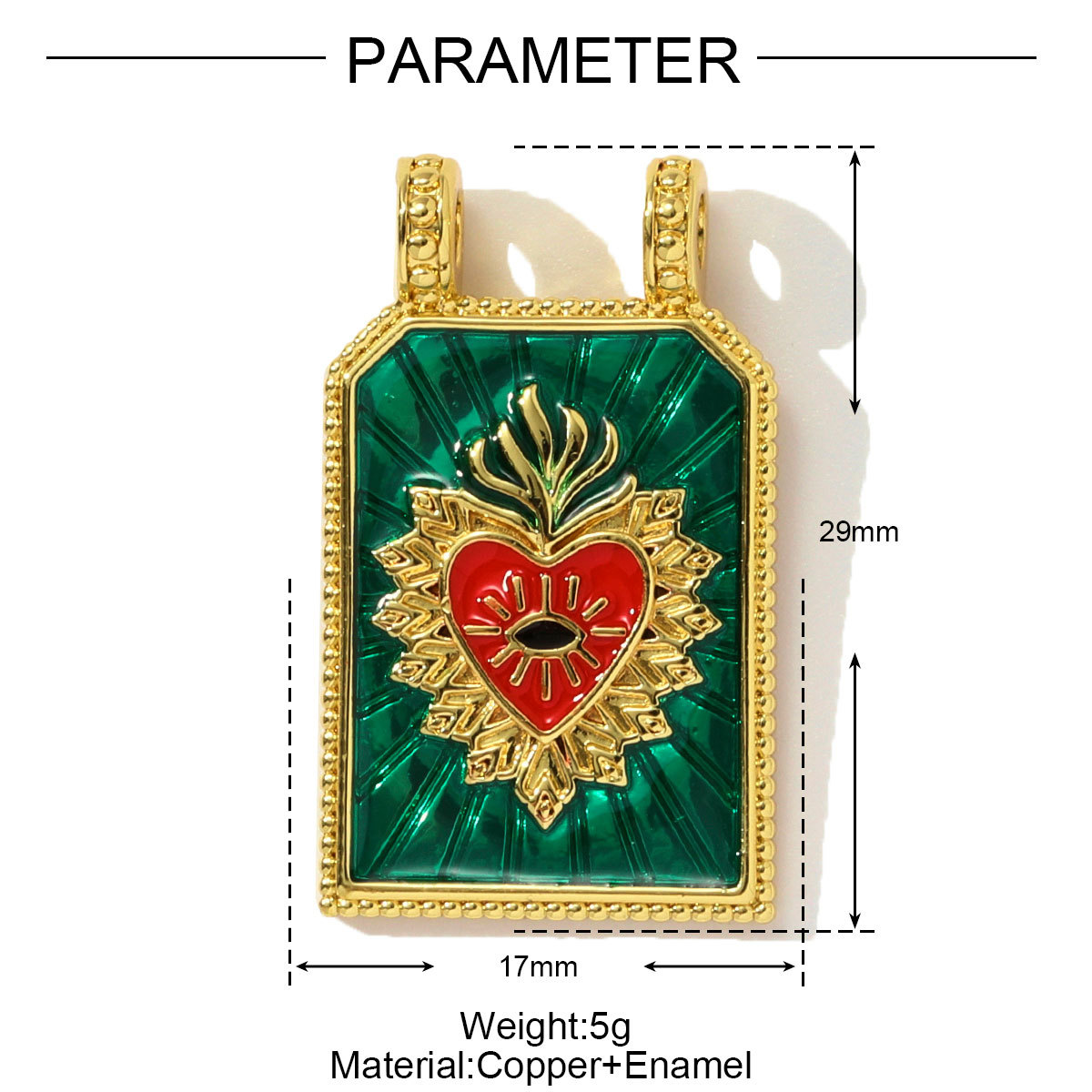 6pcs/pack Copper Zircon Tarot Cards DIY Charms Enamel Heart Evil Eye Hand Pendants Women Necklace Making Jewelry Accessories