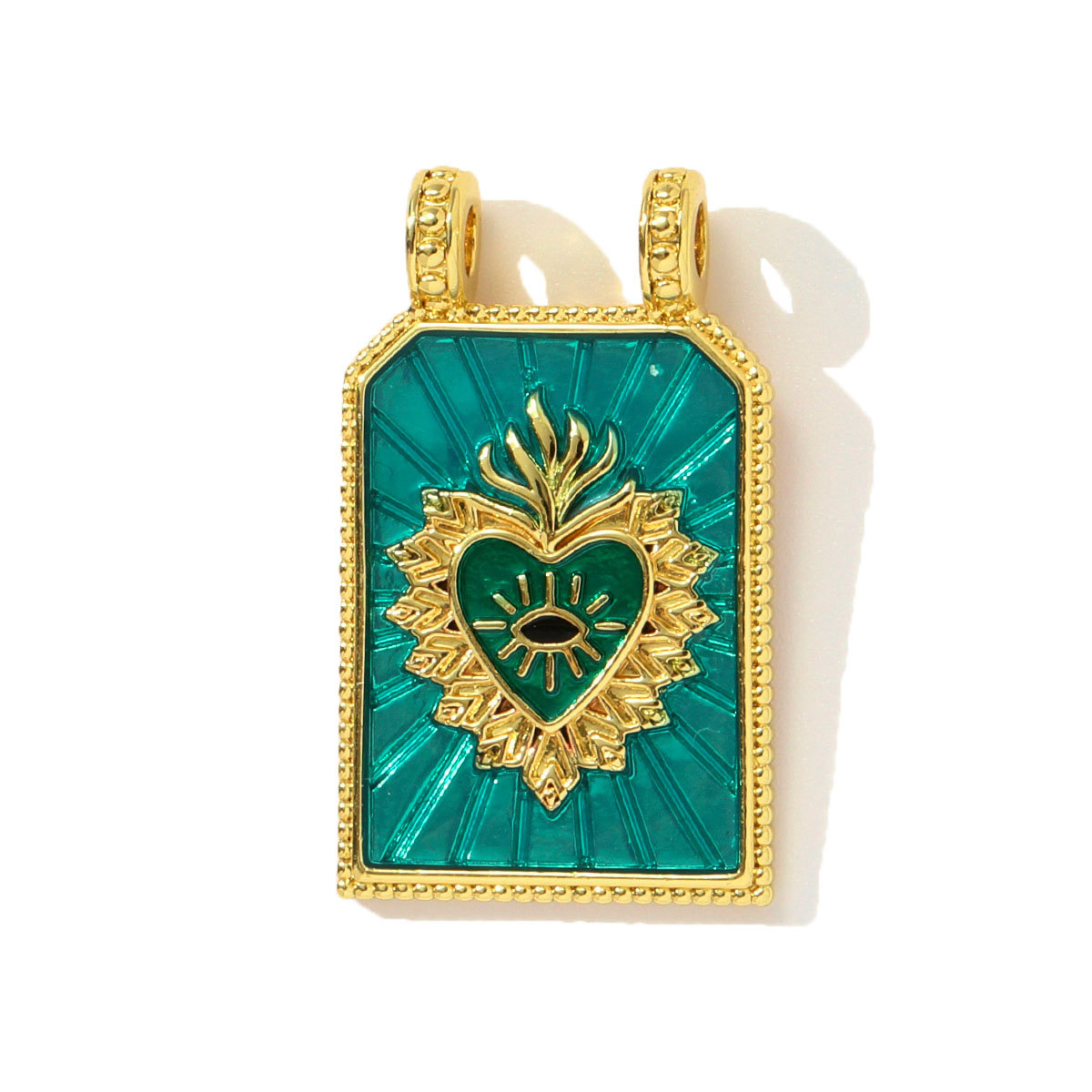 6pcs/pack Copper Zircon Tarot Cards DIY Charms Enamel Heart Evil Eye Hand Pendants Women Necklace Making Jewelry Accessories
