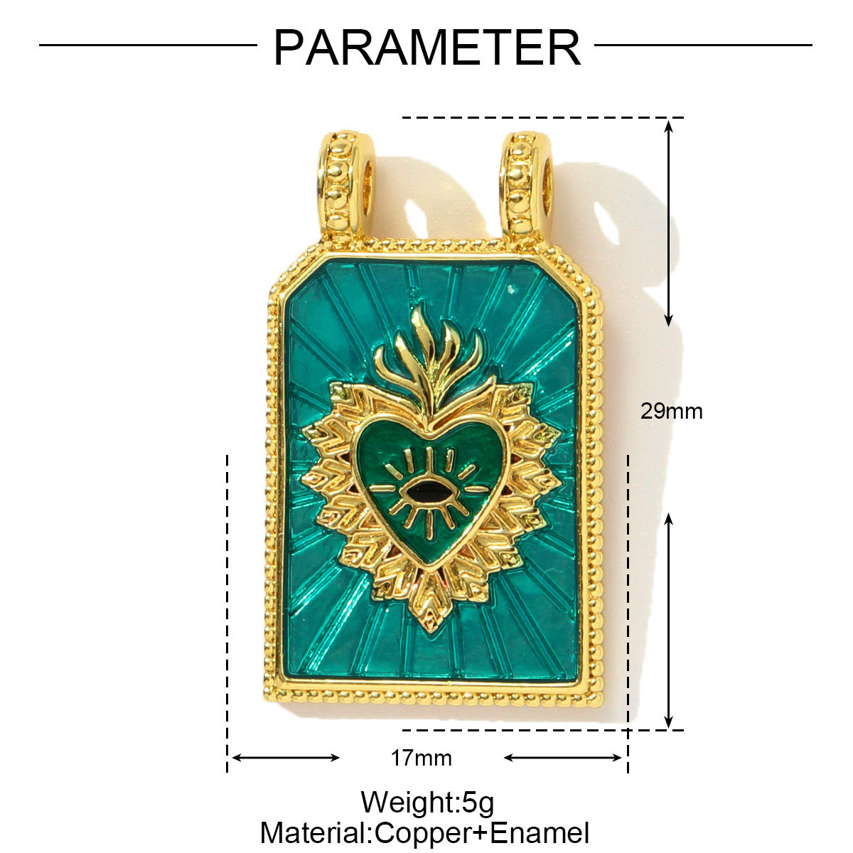 6pcs/pack Copper Zircon Tarot Cards DIY Charms Enamel Heart Evil Eye Hand Pendants Women Necklace Making Jewelry Accessories