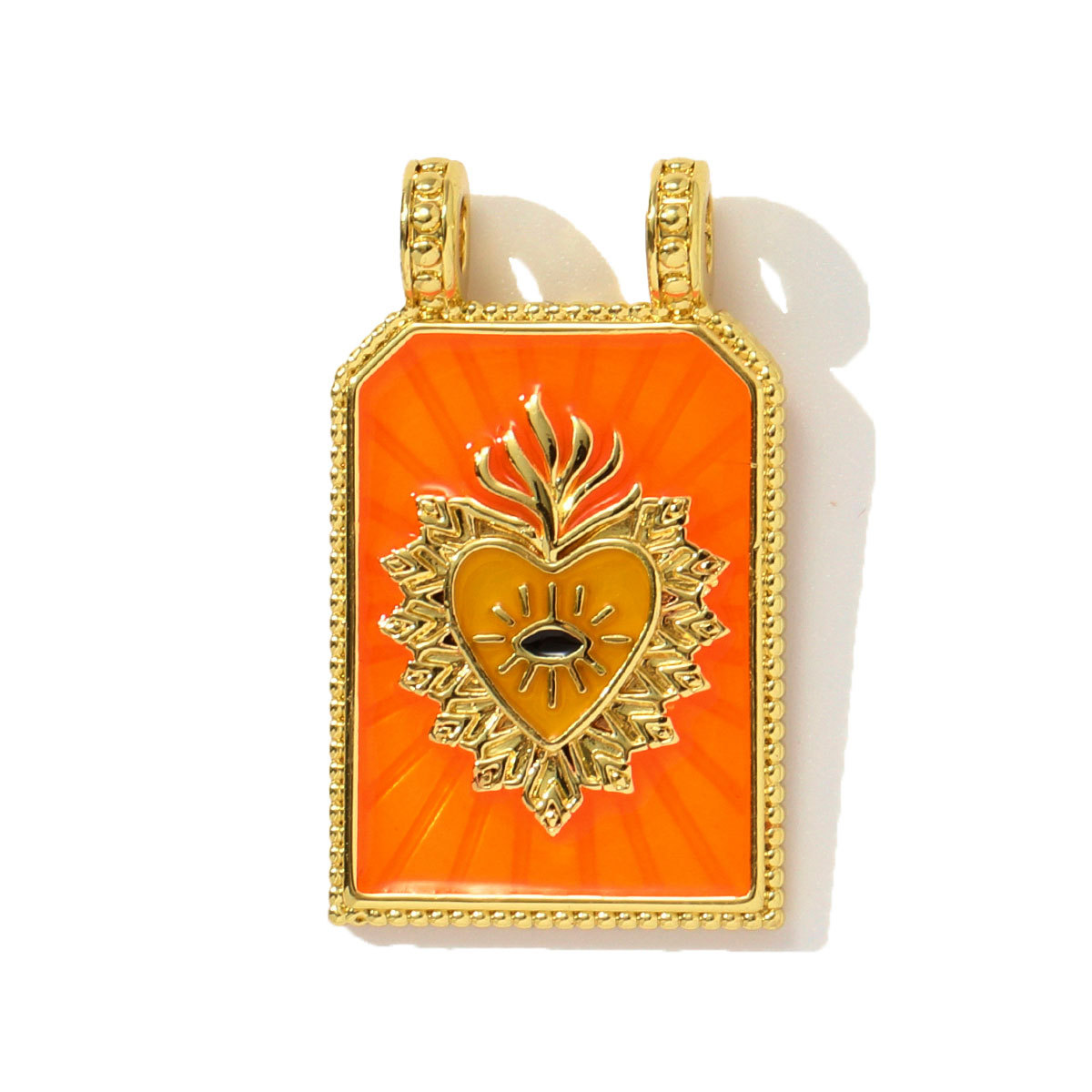 6pcs/pack Copper Zircon Tarot Cards DIY Charms Enamel Heart Evil Eye Hand Pendants Women Necklace Making Jewelry Accessories