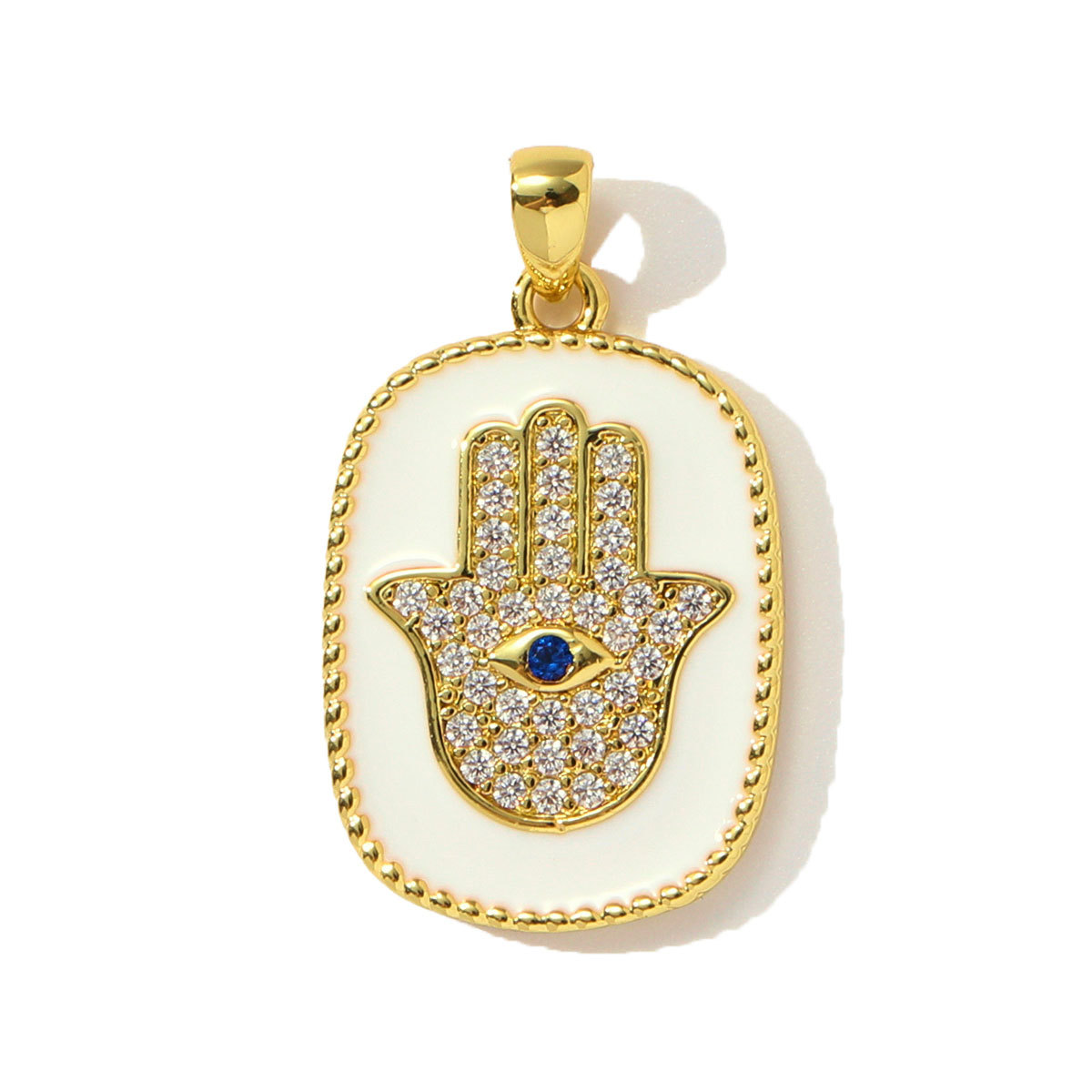 6pcs/pack Copper Zircon Tarot Cards DIY Charms Enamel Heart Evil Eye Hand Pendants Women Necklace Making Jewelry Accessories