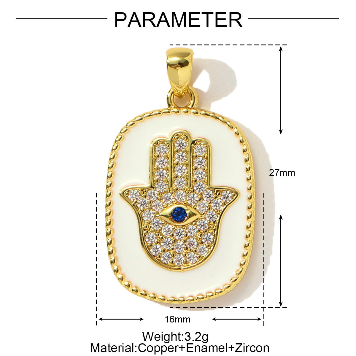 6pcs/pack Copper Zircon Tarot Cards DIY Charms Enamel Heart Evil Eye Hand Pendants Women Necklace Making Jewelry Accessories