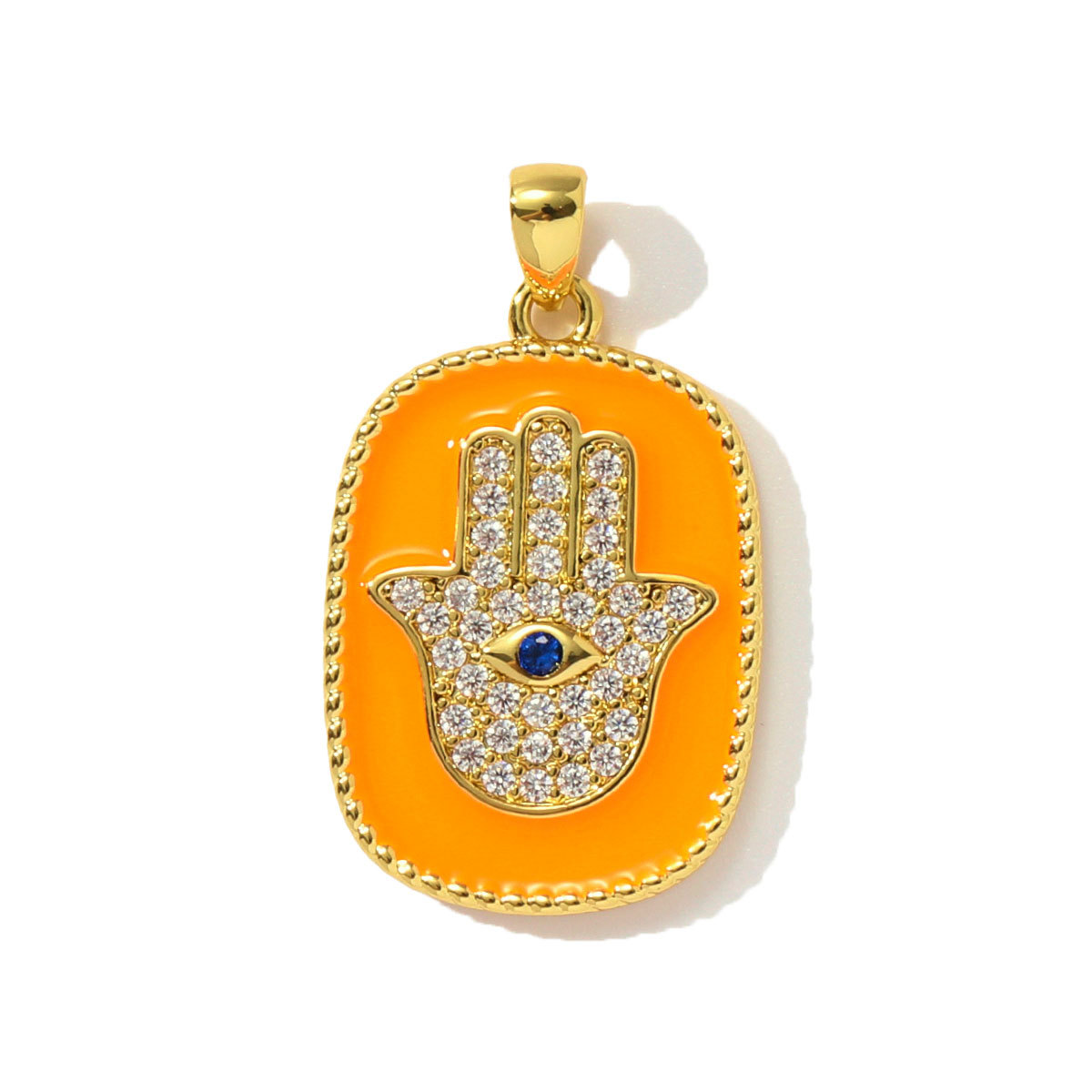 6pcs/pack Copper Zircon Tarot Cards DIY Charms Enamel Heart Evil Eye Hand Pendants Women Necklace Making Jewelry Accessories