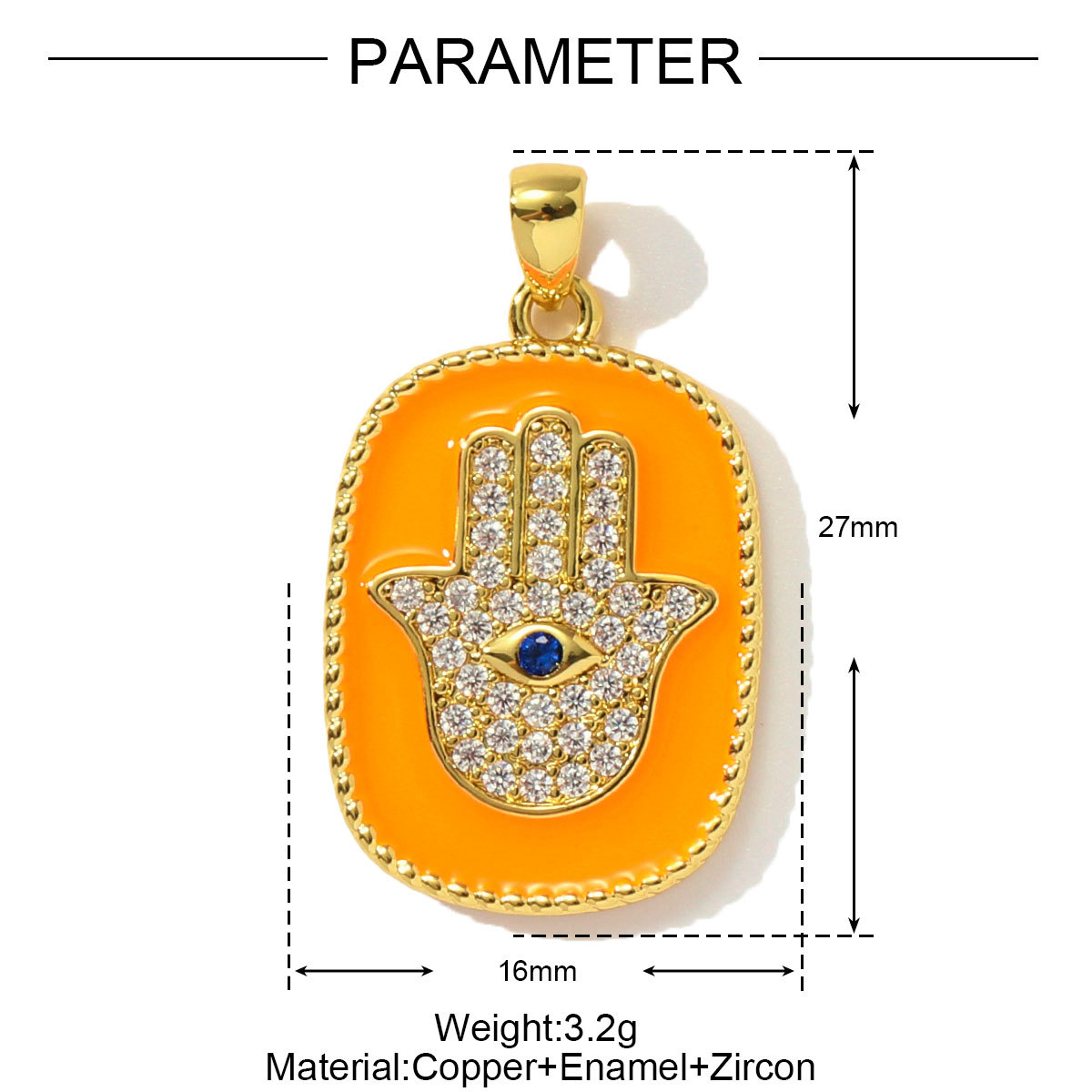 6pcs/pack Copper Zircon Tarot Cards DIY Charms Enamel Heart Evil Eye Hand Pendants Women Necklace Making Jewelry Accessories