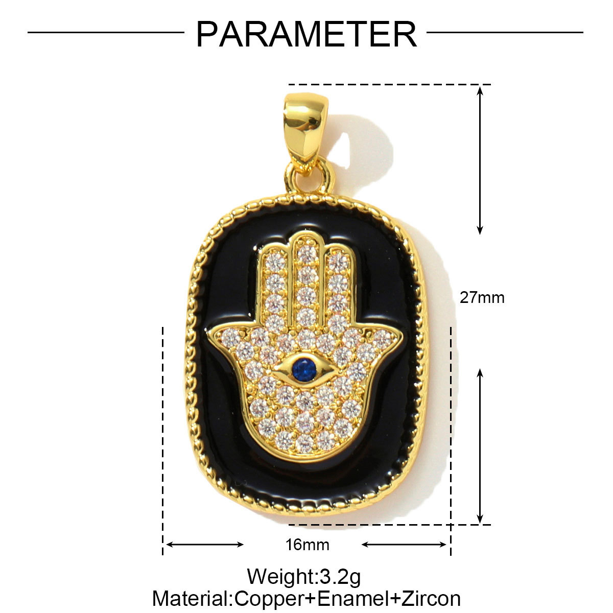 6pcs/pack Copper Zircon Tarot Cards DIY Charms Enamel Heart Evil Eye Hand Pendants Women Necklace Making Jewelry Accessories