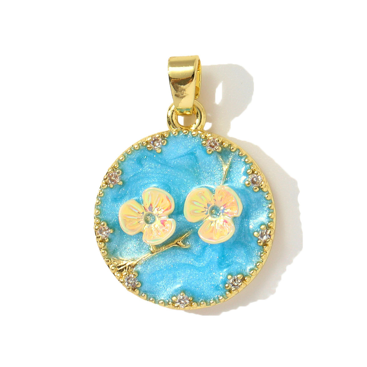 6pcs/pack Copper Zircon Angel Number 1111 Round DIY Charms Enamel Boots Flower Pendants Women Earring Jewelry Making