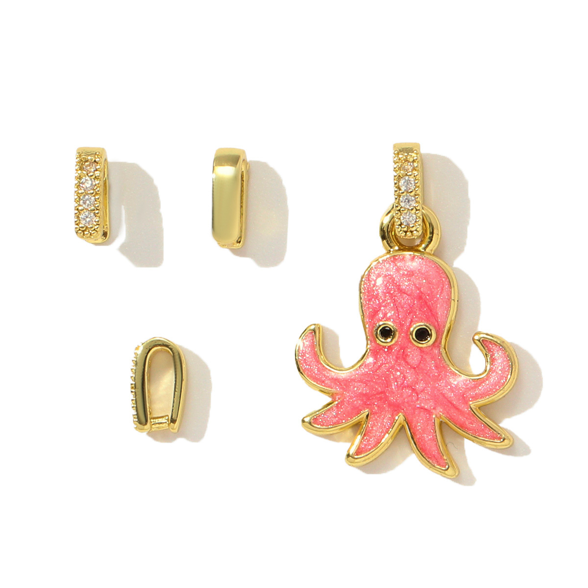 10pcs/Lot Fashion Copper Zircon V Shaped Pinch Bail Clasps Melon Seeds Clips For DIY Necklace Pendant Women Jewelry