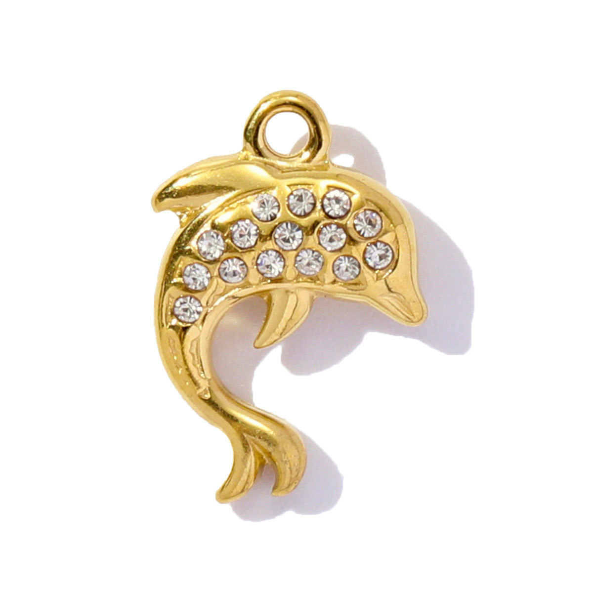 6pcs/pack Stainless Steel Rhinestone shell starfish crab Pendant seahorse dolphin turtle DIY Charms Necklace Making Women Jewelry