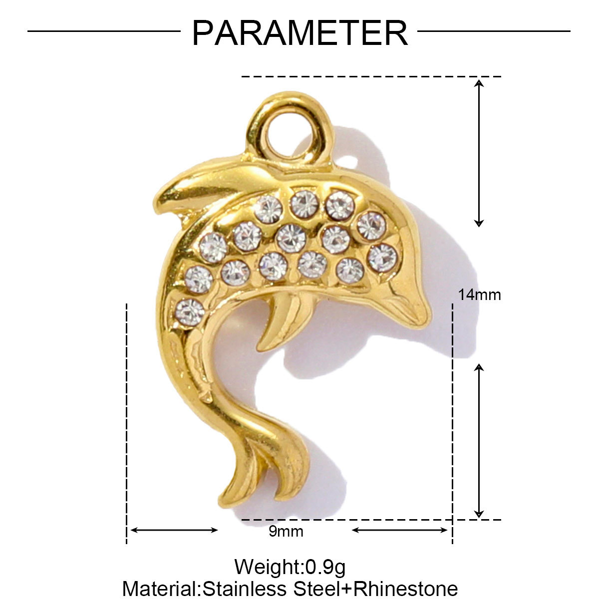 6pcs/pack Stainless Steel Rhinestone shell starfish crab Pendant seahorse dolphin turtle DIY Charms Necklace Making Women Jewelry