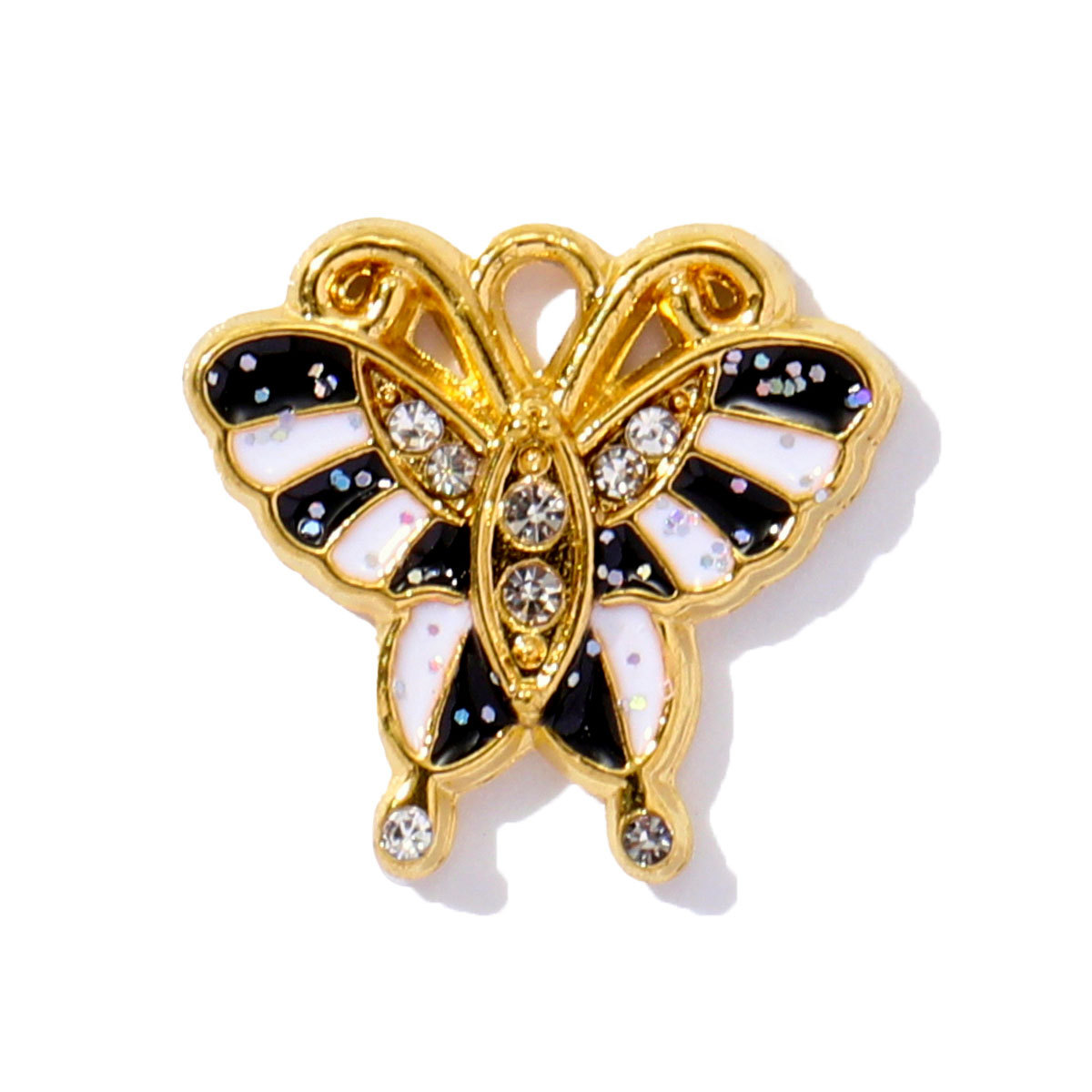 6pcs/pack French Style Stainless Steel Enamel Butterfly  Pearl Shell Pendant Dolphin Turtle Lock  DIY Charms Necklace Making Women Jewelry