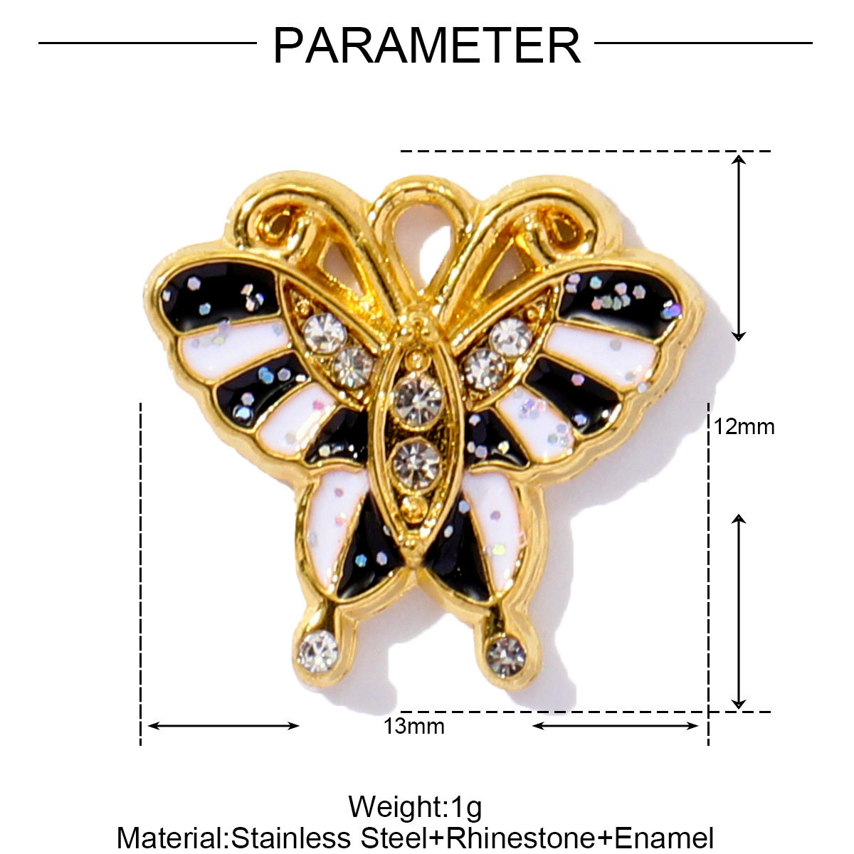 6pcs/pack French Style Stainless Steel Enamel Butterfly  Pearl Shell Pendant Dolphin Turtle Lock  DIY Charms Necklace Making Women Jewelry