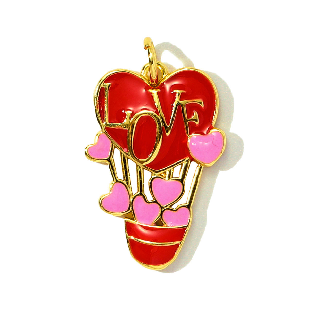 6pcs/pack Copper Zircon Mama Heart DIY Charms Enamel Balloon Mother's Day Pendants Women Necklace Making Jewelry Accessories