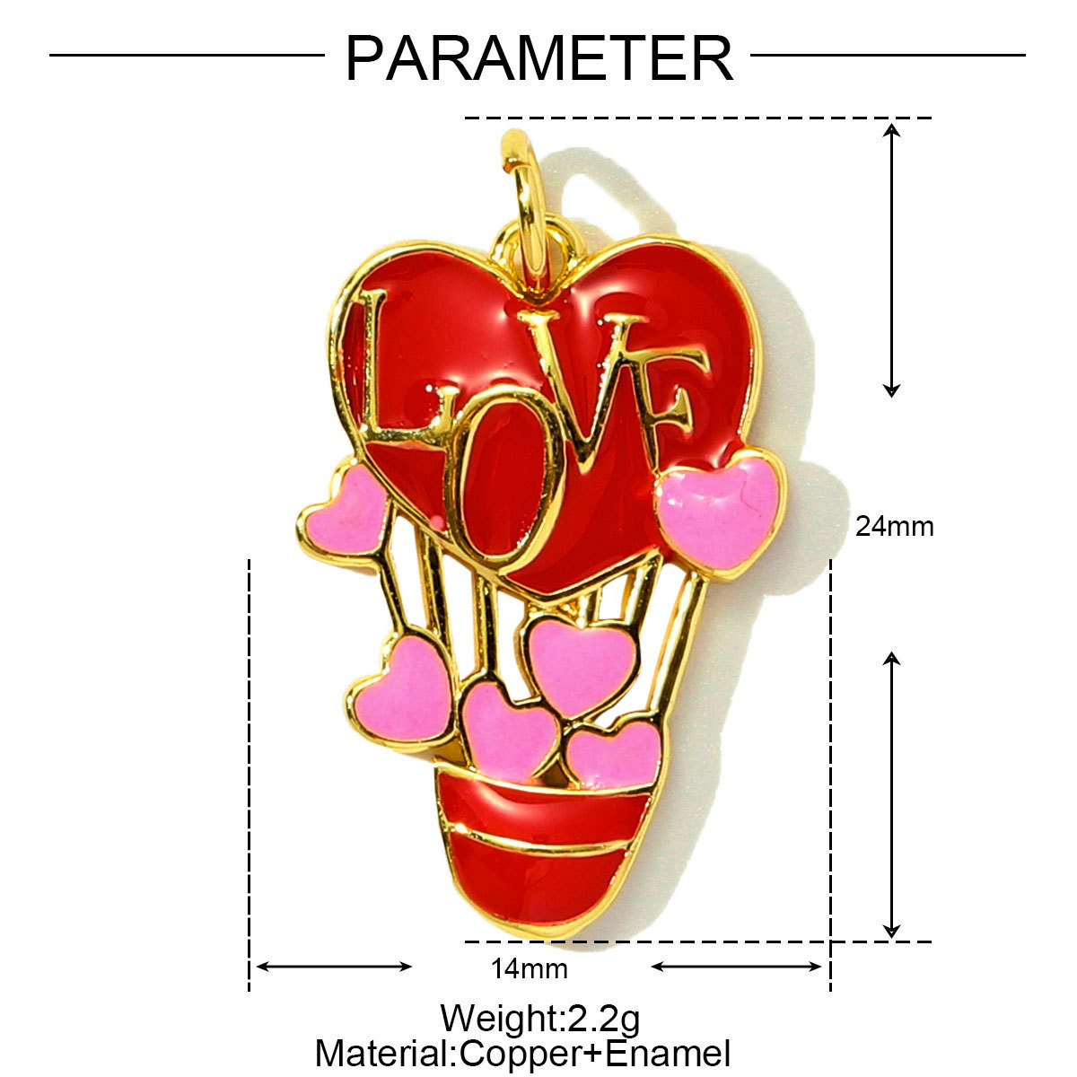 6pcs/pack Copper Zircon Mama Heart DIY Charms Enamel Balloon Mother's Day Pendants Women Necklace Making Jewelry Accessories
