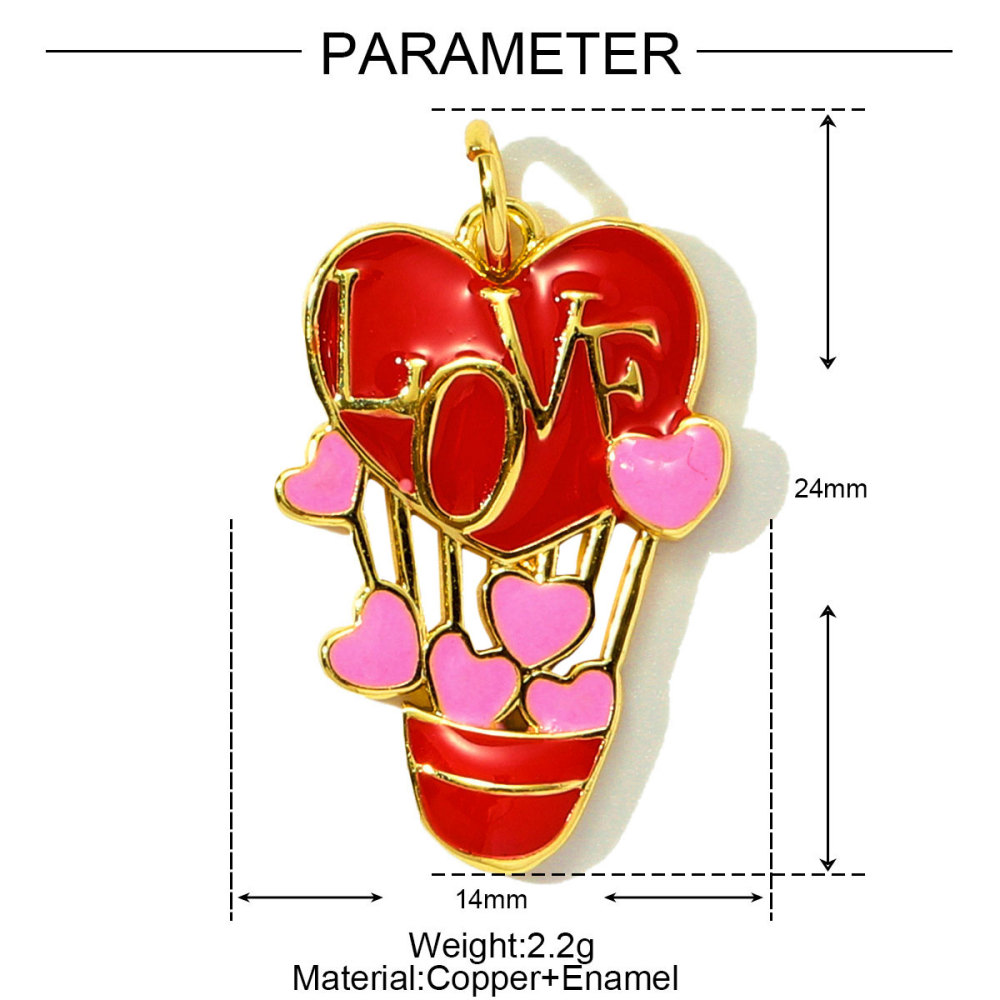 6pcs/pack Copper Zircon Mama Heart DIY Charms Enamel Balloon Mother's Day Pendants Women Necklace Making Jewelry Accessories