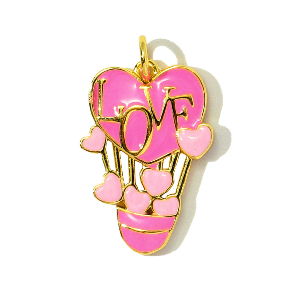 6pcs/pack Copper Zircon Mama Heart DIY Charms Enamel Balloon Mother's Day Pendants Women Necklace Making Jewelry Accessories