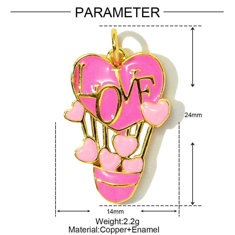 6pcs/pack Copper Zircon Mama Heart DIY Charms Enamel Balloon Mother's Day Pendants Women Necklace Making Jewelry Accessories