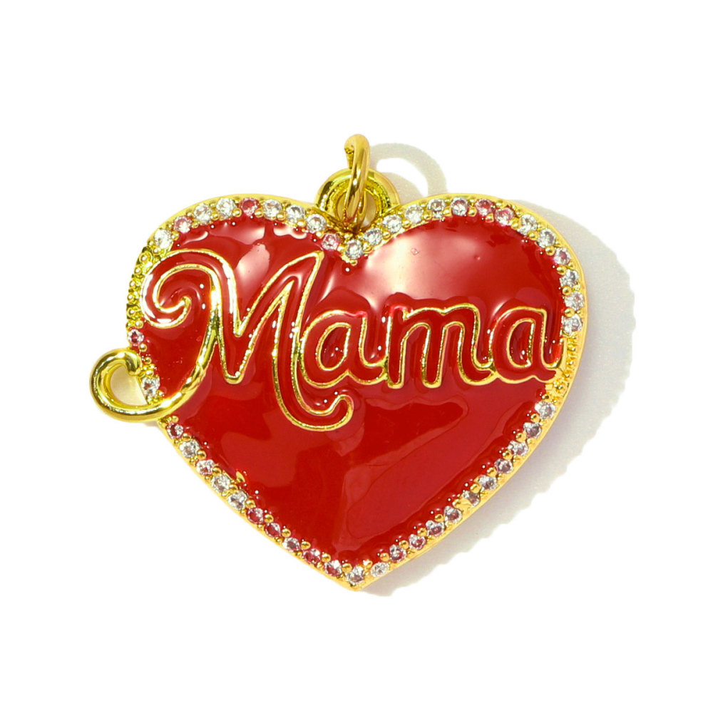 6pcs/pack Copper Zircon Mama Heart DIY Charms Enamel Balloon Mother's Day Pendants Women Necklace Making Jewelry Accessories
