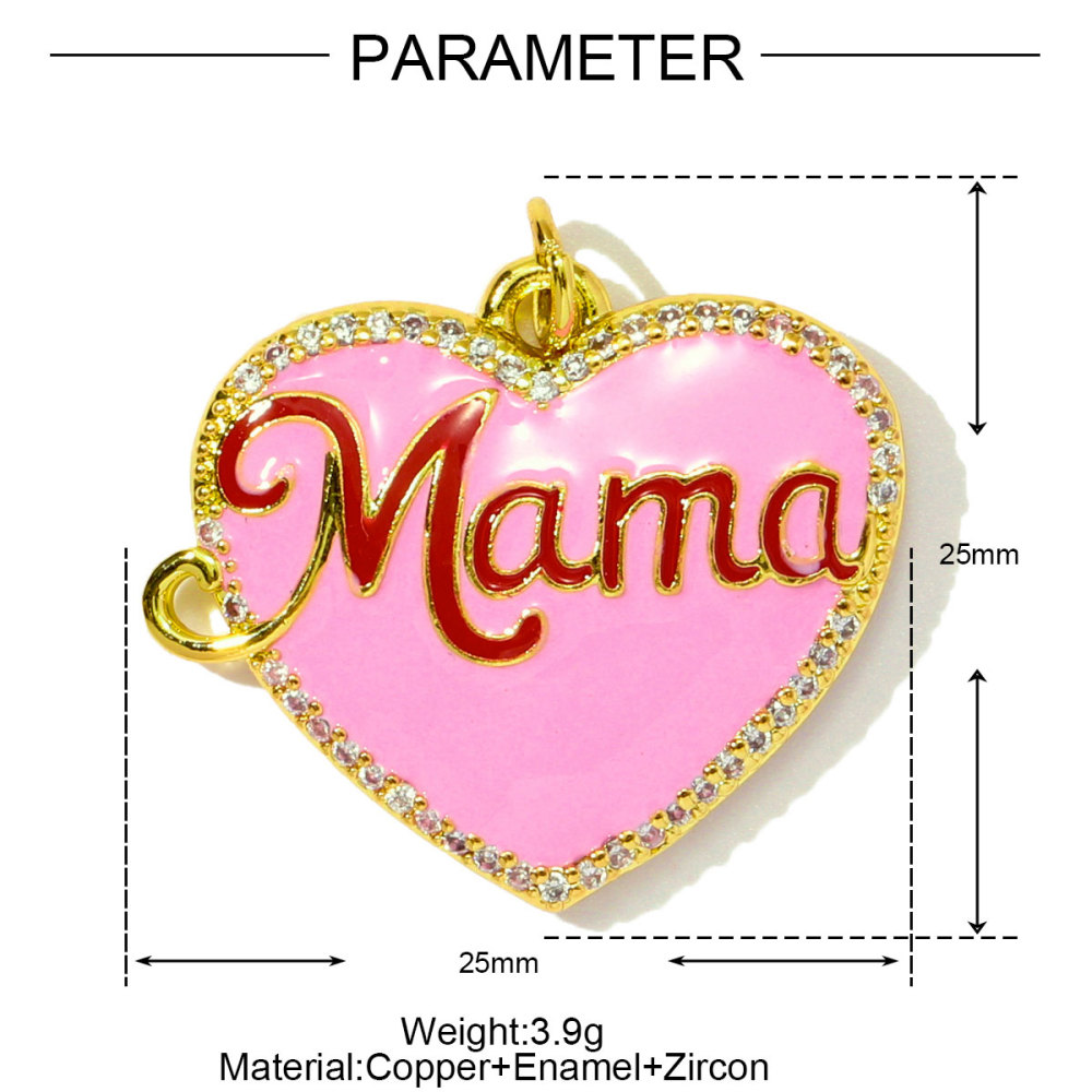 6pcs/pack Copper Zircon Mama Heart DIY Charms Enamel Balloon Mother's Day Pendants Women Necklace Making Jewelry Accessories