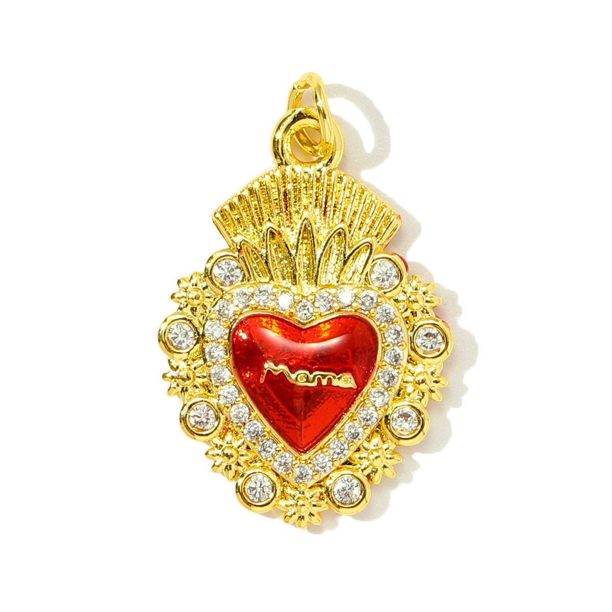 6pcs/pack Copper Zircon Mama Heart DIY Charms Enamel Balloon Mother's Day Pendants Women Necklace Making Jewelry Accessories
