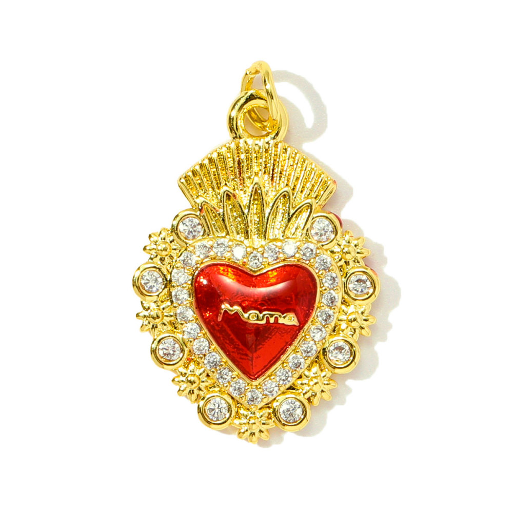6pcs/pack Copper Zircon Mama Heart DIY Charms Enamel Balloon Mother's Day Pendants Women Necklace Making Jewelry Accessories
