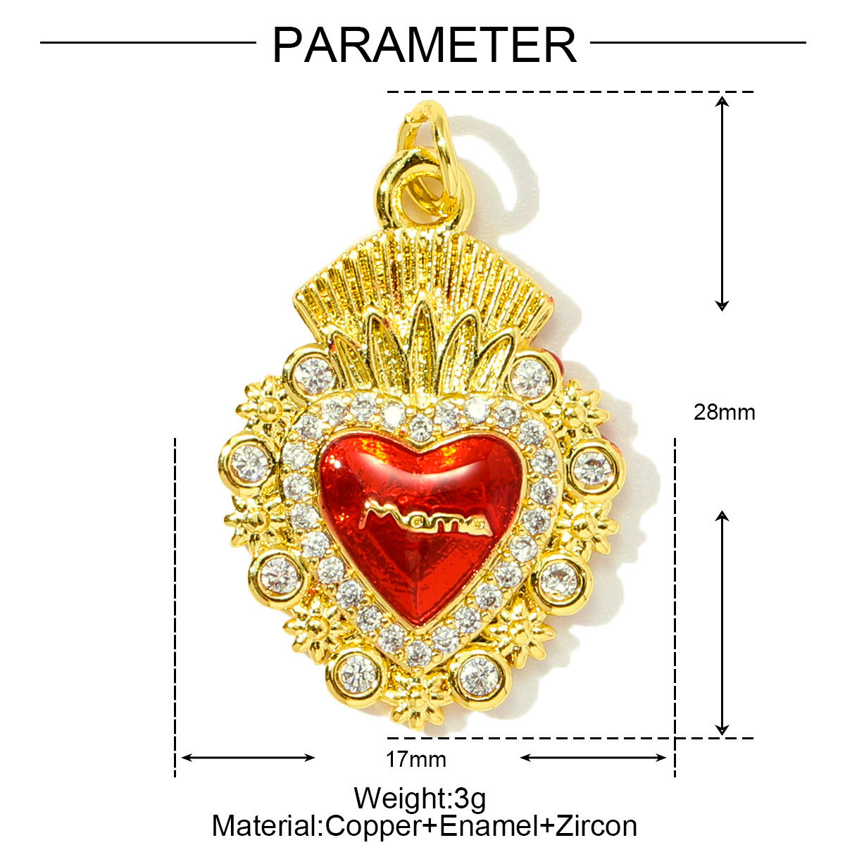 6pcs/pack Copper Zircon Mama Heart DIY Charms Enamel Balloon Mother's Day Pendants Women Necklace Making Jewelry Accessories
