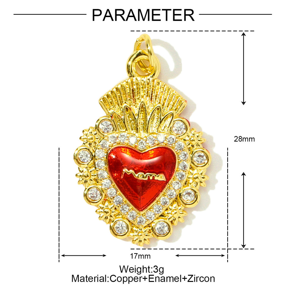 6pcs/pack Copper Zircon Mama Heart DIY Charms Enamel Balloon Mother's Day Pendants Women Necklace Making Jewelry Accessories