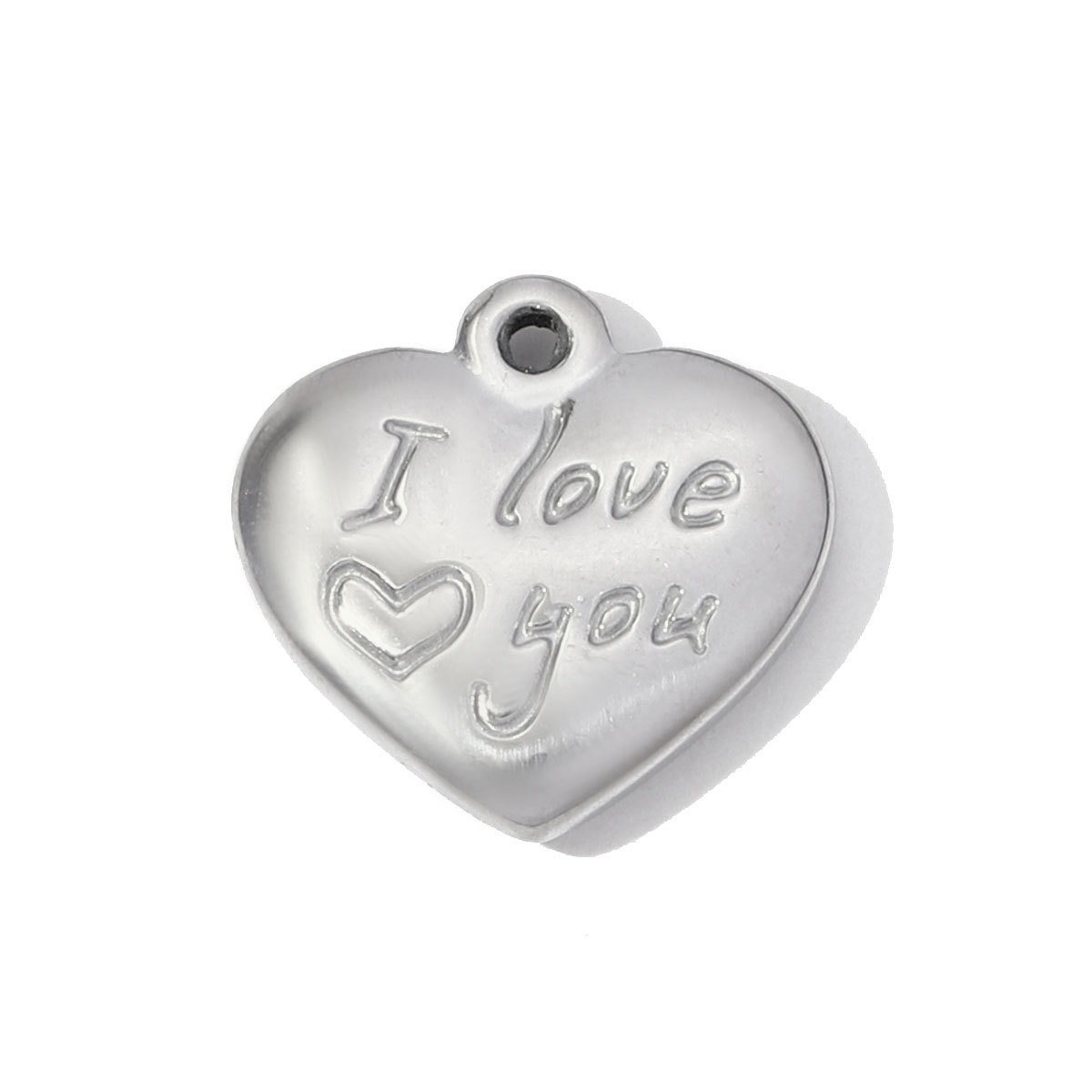 6pcs/pack French Stainless Steel I love You Necklace Pendants Mushroom NANA DIY Charms Women Crystal Heart Jewelry Wholesale