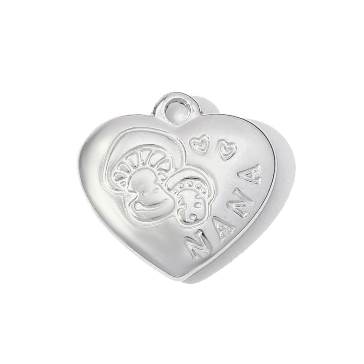 6pcs/pack French Stainless Steel I love You Necklace Pendants Mushroom NANA DIY Charms Women Crystal Heart Jewelry Wholesale