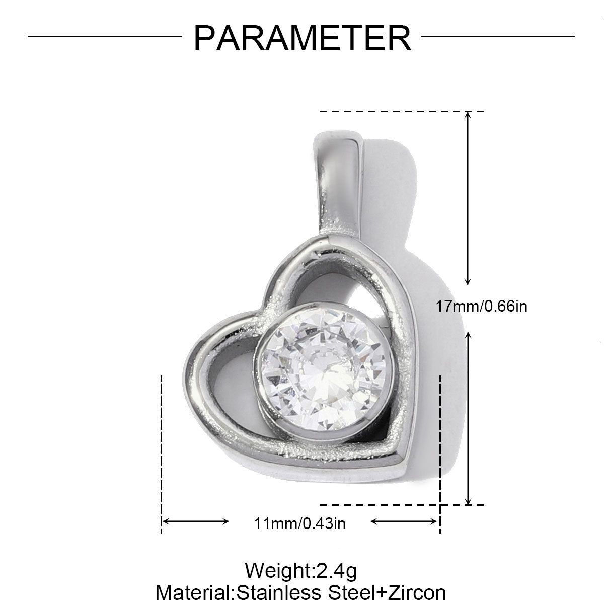 6pcs/pack French Stainless Steel I love You Necklace Pendants Mushroom NANA DIY Charms Women Crystal Heart Jewelry Wholesale