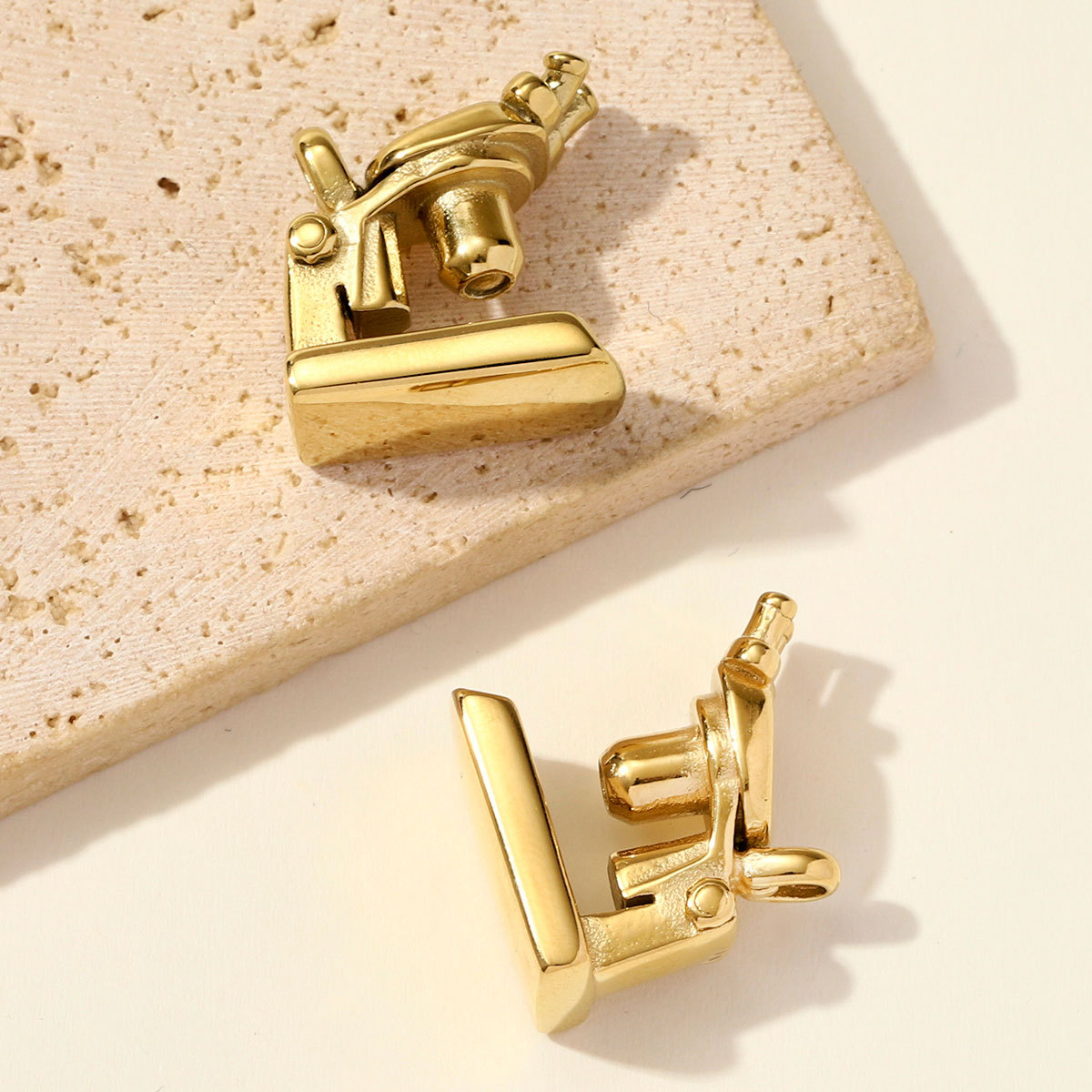 6pcs/pack Fashion Stainless Steel 3D Microscope Necklace Pendants 18k Real Gold Waterproof DIY Charms Women Gift Jewelry Wholesale