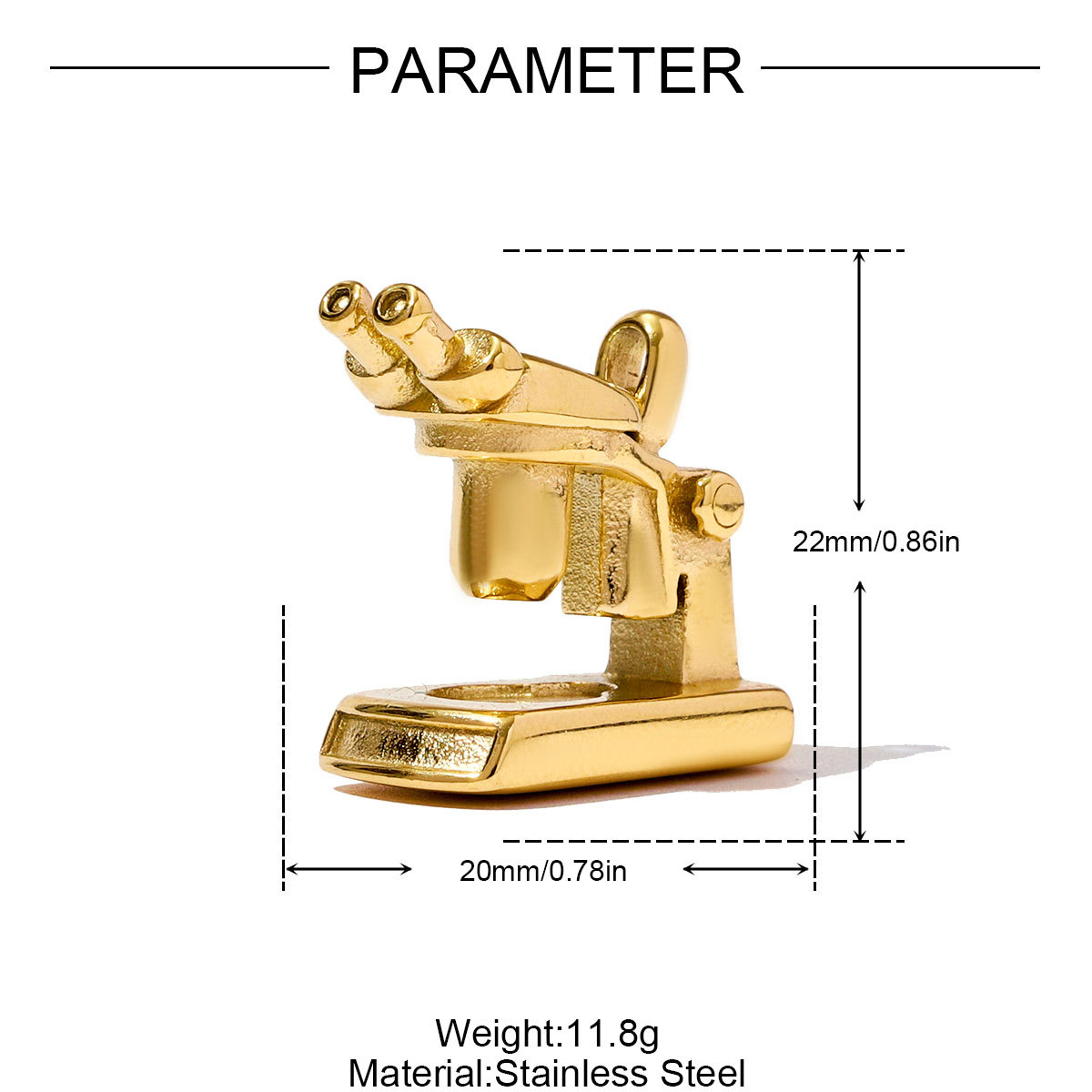 6pcs/pack Fashion Stainless Steel 3D Microscope Necklace Pendants 18k Real Gold Waterproof DIY Charms Women Gift Jewelry Wholesale