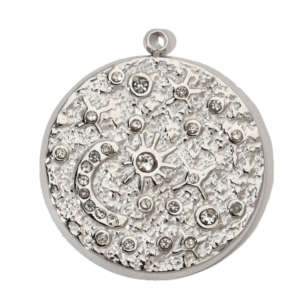 6pcs/pack French Moon Star Stainless Steel Diy Charms Women Tree Of Life Earring Necklace Pendant Cross Heart Jewelry