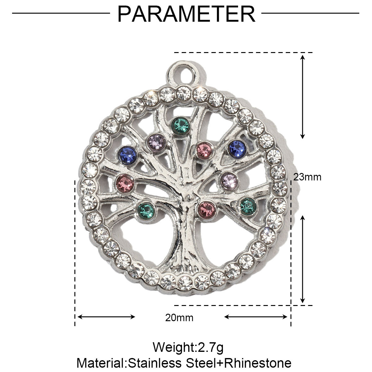 6pcs/pack French Moon Star Stainless Steel Diy Charms Women Tree Of Life Earring Necklace Pendant Cross Heart Jewelry