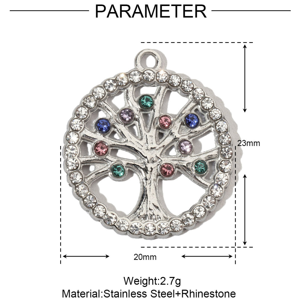 6pcs/pack French Moon Star Stainless Steel Diy Charms Women Tree Of Life Earring Necklace Pendant Cross Heart Jewelry