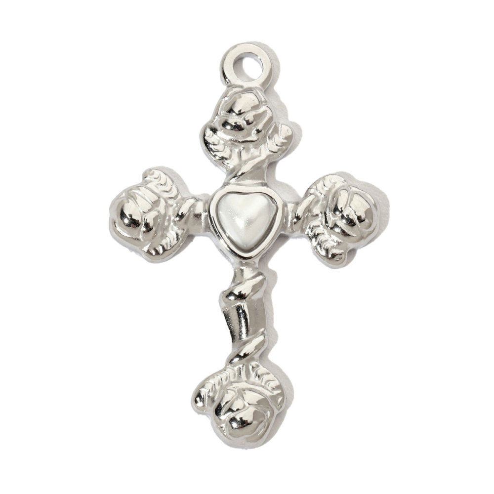 6pcs/pack French Moon Star Stainless Steel Diy Charms Women Tree Of Life Earring Necklace Pendant Cross Heart Jewelry