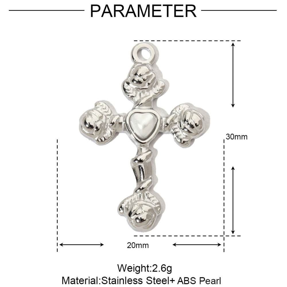 6pcs/pack French Moon Star Stainless Steel Diy Charms Women Tree Of Life Earring Necklace Pendant Cross Heart Jewelry