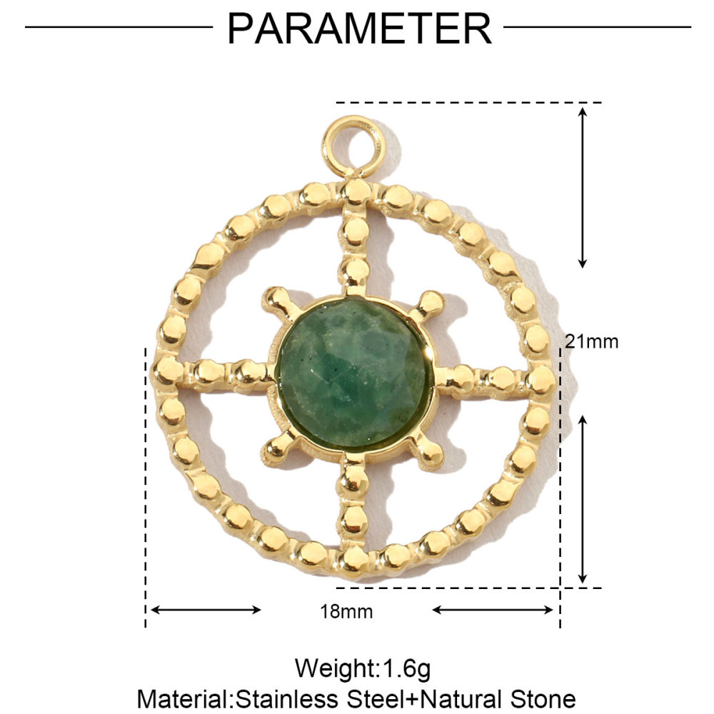 6pcs/pack French Sun Waterdrop Natural Stone Stainless Steel Diy Charm Women Heart Shell Necklace Pendant Mother Of Pearl Jewelry