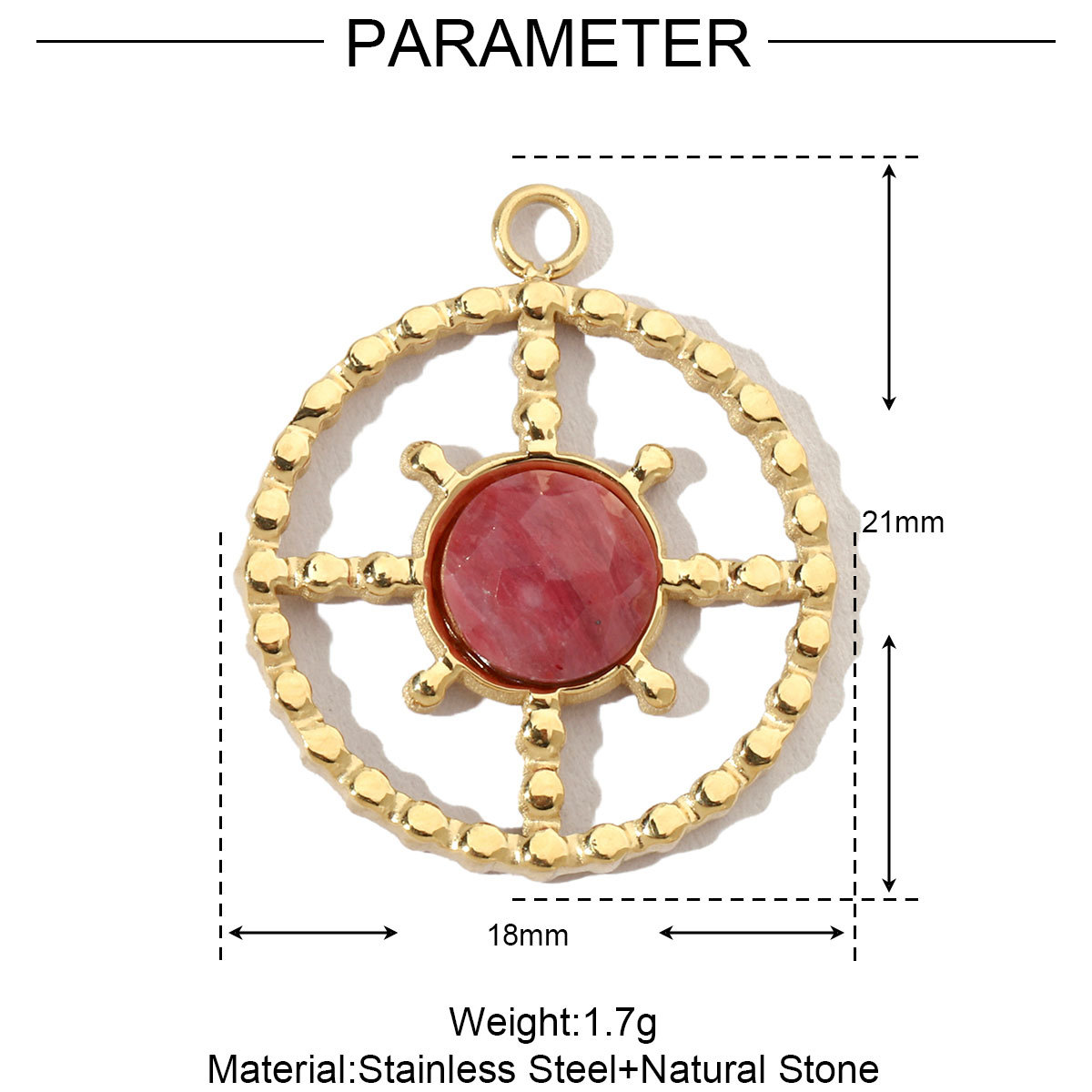 6pcs/pack French Sun Waterdrop Natural Stone Stainless Steel Diy Charm Women Heart Shell Necklace Pendant Mother Of Pearl Jewelry