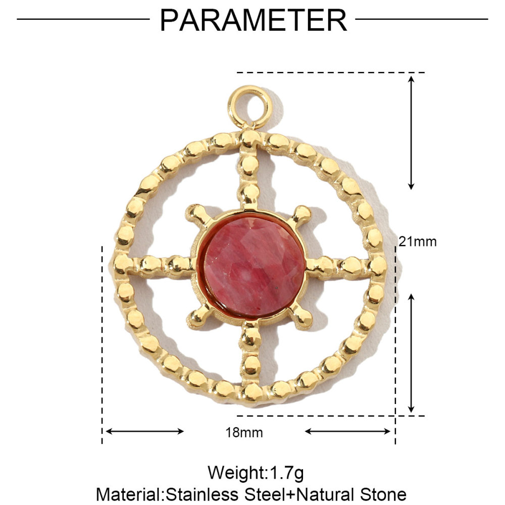 6pcs/pack French Sun Waterdrop Natural Stone Stainless Steel Diy Charm Women Heart Shell Necklace Pendant Mother Of Pearl Jewelry