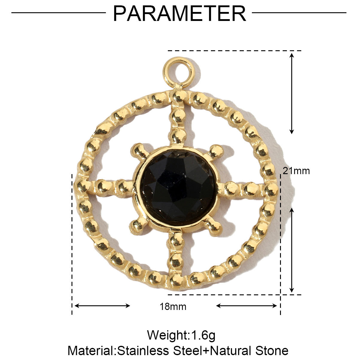 6pcs/pack French Sun Waterdrop Natural Stone Stainless Steel Diy Charm Women Heart Shell Necklace Pendant Mother Of Pearl Jewelry