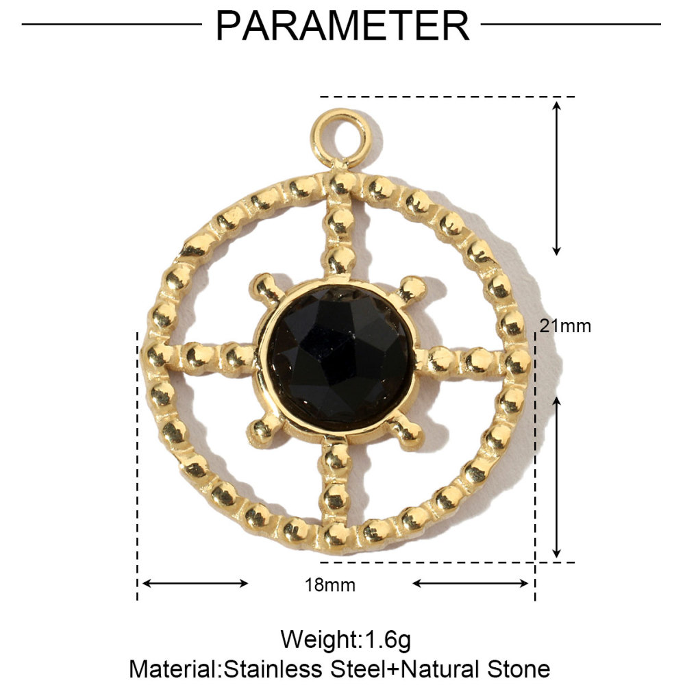 6pcs/pack French Sun Waterdrop Natural Stone Stainless Steel Diy Charm Women Heart Shell Necklace Pendant Mother Of Pearl Jewelry
